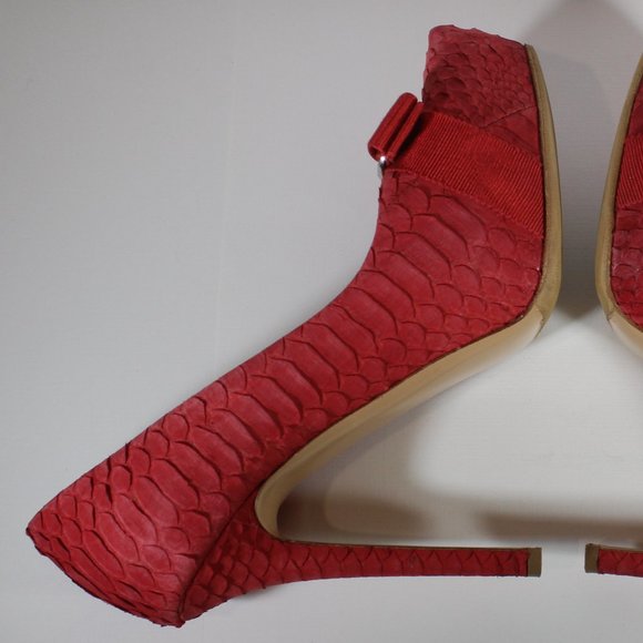 SALVATORE FERRAGAMO Genuine Python Leather Suede Heel 8 - Picture 9 of 14